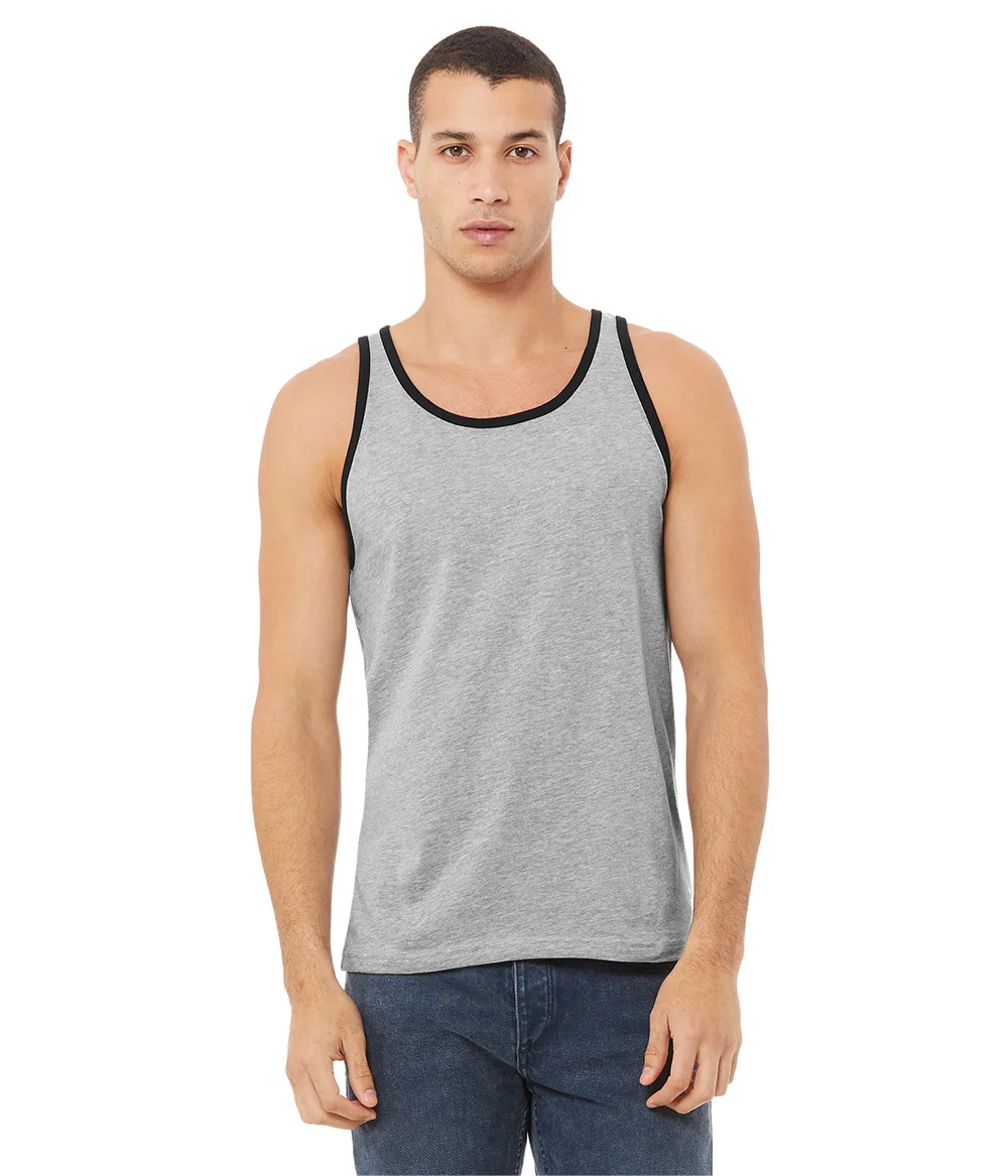 Unisex Jersey Tank in Athletic Heather/Black